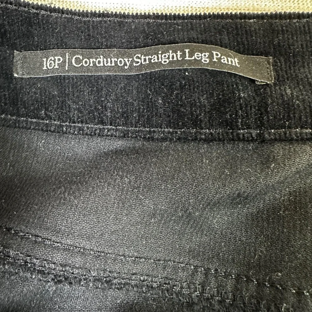 Talbots Black Corduroy‎ Straight Leg Pants Women Size 16P Career Office Preppy